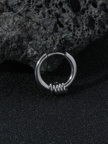 1pc Men Ring Drop Earring - Silver - View 2