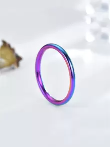 1pc Women's Fashion Stainless Steel 2MM Classic Ring, Handcrafted With Slight Size Variation