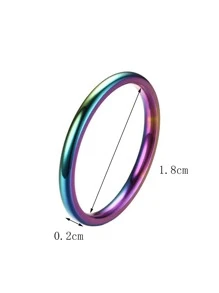 1pc Women's Fashion Stainless Steel 2MM Classic Ring, Handcrafted With Slight Size Variation
