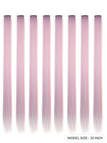 8pcs Long Straight Synthetic Hair Extension - Multicolor - View 3