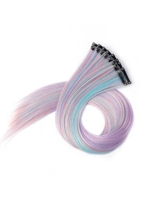 8pcs Long Straight Synthetic Hair Extension - Multicolor - View 5