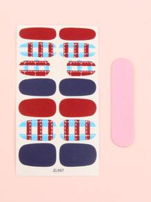 1sheet Plaid Pattern Nail Art Sticker & 1pc Nail File - Multicolor - View 2