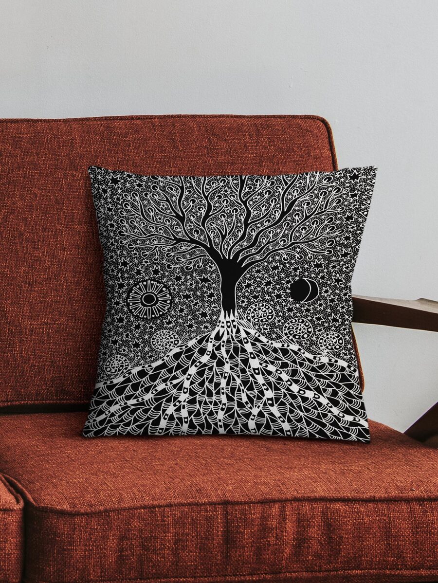 樹圖案靠墊套不附帶墊芯 - 彩色 - 查看 1