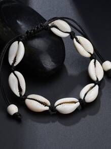 貝殼裝飾手環 - 黑與白 - 查看 1