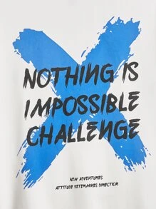 Manfinity Men Slogan Graphic Sweatshirt - White - View 4