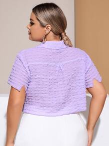 SHEIN Essnce Áo sơ mi Plus Size Chia Nút phía trước màu trơn Giải trí - Màu Lilac Tím - Xem 2