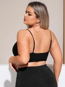 SHEIN SXY 大碼水鑽流蘇下擺吊帶上衣 - 黑色 - 查看 2