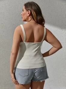 SHEIN SXY Plus Twist Front Cami Top - Apricot - View 2