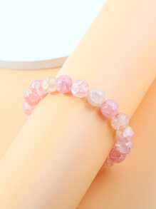 Minimalist Beaded Bracelet - Baby Pink - View 2