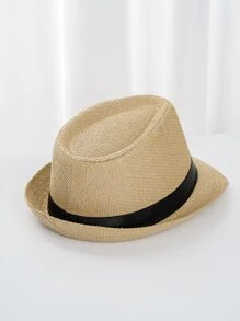 Men Belt Decor Straw Hat - Khaki - View 2