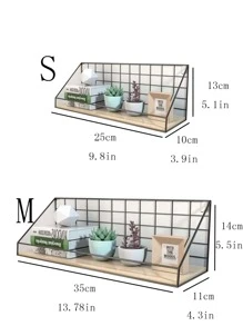 1 pieza Estante de almacenamiento montado en pared hierro - Negro - Ver 2