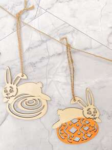 10 piezas Colgante de pared Huevo de Pascua & con diseño de conejo - Beis - Ver 1