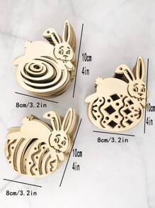 10 piezas Colgante de pared Huevo de Pascua & con diseño de conejo - Beis - Ver 2