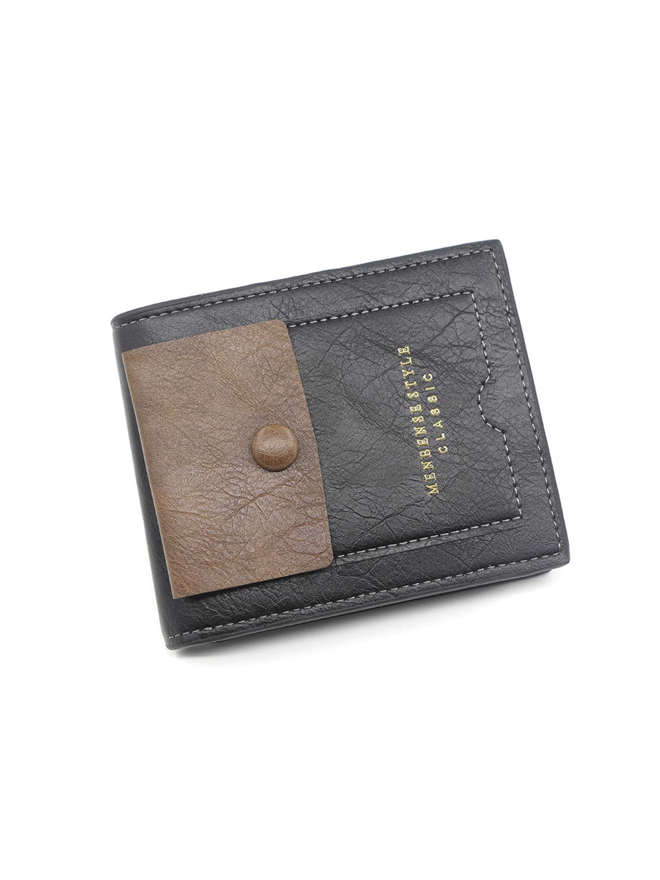 Hombres Monedero pequeño con estampado de letra - Negro - Ver 1