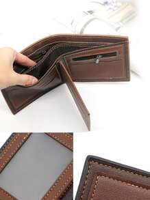 Hombres Monedero pequeño con estampado de letra - Negro - Ver 2