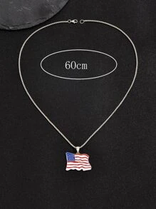 Men American Flag Charm Necklace - Multicolor - View 3