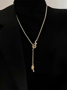 打結吊墜項鍊 - 金黃色 - 查看 4