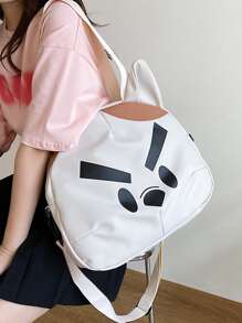 Cartoon Dog Design Shoulder Tote Bag School Bag For Graduate, Teen Girls, Freshman, Sophomore, Junior & Senior In College, University & High School, Perfect For Outdoors ,Travel & Back To School - White - View 3