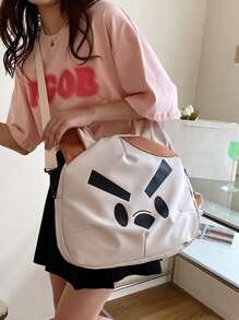 Cartoon Dog Design Shoulder Tote Bag School Bag For Graduate, Teen Girls, Freshman, Sophomore, Junior & Senior In College, University & High School, Perfect For Outdoors ,Travel & Back To School - White - View 4