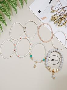 8 piezas Pulsera con cuenta - Multicolor - Ver 3