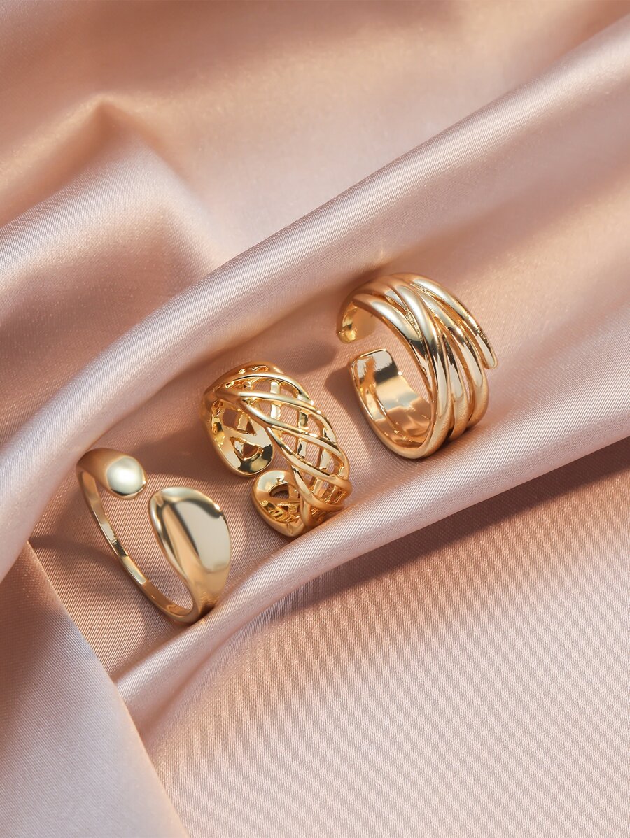 rakol 3 cái/bộ Vòng Rỗng Dành Cho Nữ Cho Tiệc Tiệc Cưới - Vàng - Xem 1