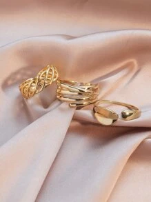 rakol 3 cái/bộ Vòng Rỗng Dành Cho Nữ Cho Tiệc Tiệc Cưới - Vàng - Xem 2