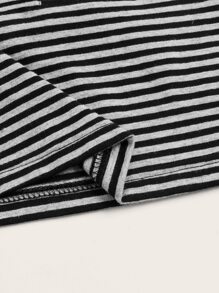 Striped Half Button Tank Top - Grey - View 3