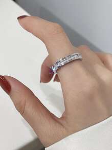 Rhinestone Decor Ring - Silver - View 2