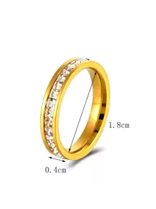 Cubic Zirconia Decor Ring - Yellow Gold - View 3