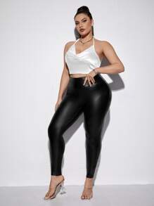 SHEIN SXY 加寬腰帶口袋收緊臀部緊身褲 - 黑色 - 查看 4