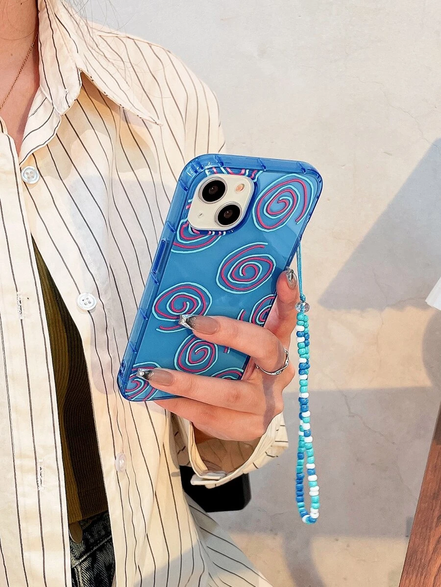 带手机吊饰螺旋印花手机壳带挂绳 - 彩色 - 查看 1
