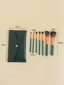 Set de 7 brochas de maquillaje con bolsa de almacenamiento, set de brochas, kit de brochas de maquillaje, set de brochas de maquillaje, set de maquillaje completo, set de brochas de maquillaje, kit de maquillaje completo, set de brochas, set de brochas de maquillaje, set de regalo de maquillaje, set - Verde Oscuro - Ver 3