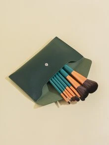 Set de 7 brochas de maquillaje con bolsa de almacenamiento, set de brochas, kit de brochas de maquillaje, set de brochas de maquillaje, set de maquillaje completo, set de brochas de maquillaje, kit de maquillaje completo, set de brochas, set de brochas de maquillaje, set de regalo de maquillaje, set - Verde Oscuro - Ver 4