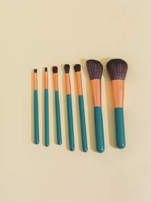 Set de 7 brochas de maquillaje con bolsa de almacenamiento, set de brochas, kit de brochas de maquillaje, set de brochas de maquillaje, set de maquillaje completo, set de brochas de maquillaje, kit de maquillaje completo, set de brochas, set de brochas de maquillaje, set de regalo de maquillaje, set - Verde Oscuro - Ver 6