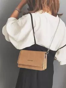 Túi đeo chéo vai đa năng thời trang nữ chất lượng cao kiểu dáng vuông nhỏ nhiều lớp mới - Màu Khaki - Xem 4