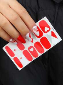 1张心形图案美甲贴纸和1个指甲锉，DIY美甲贴纸 - 彩色 - 查看 1