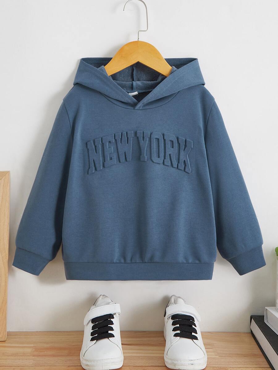 SHEIN 小男童字母圖案連帽衫