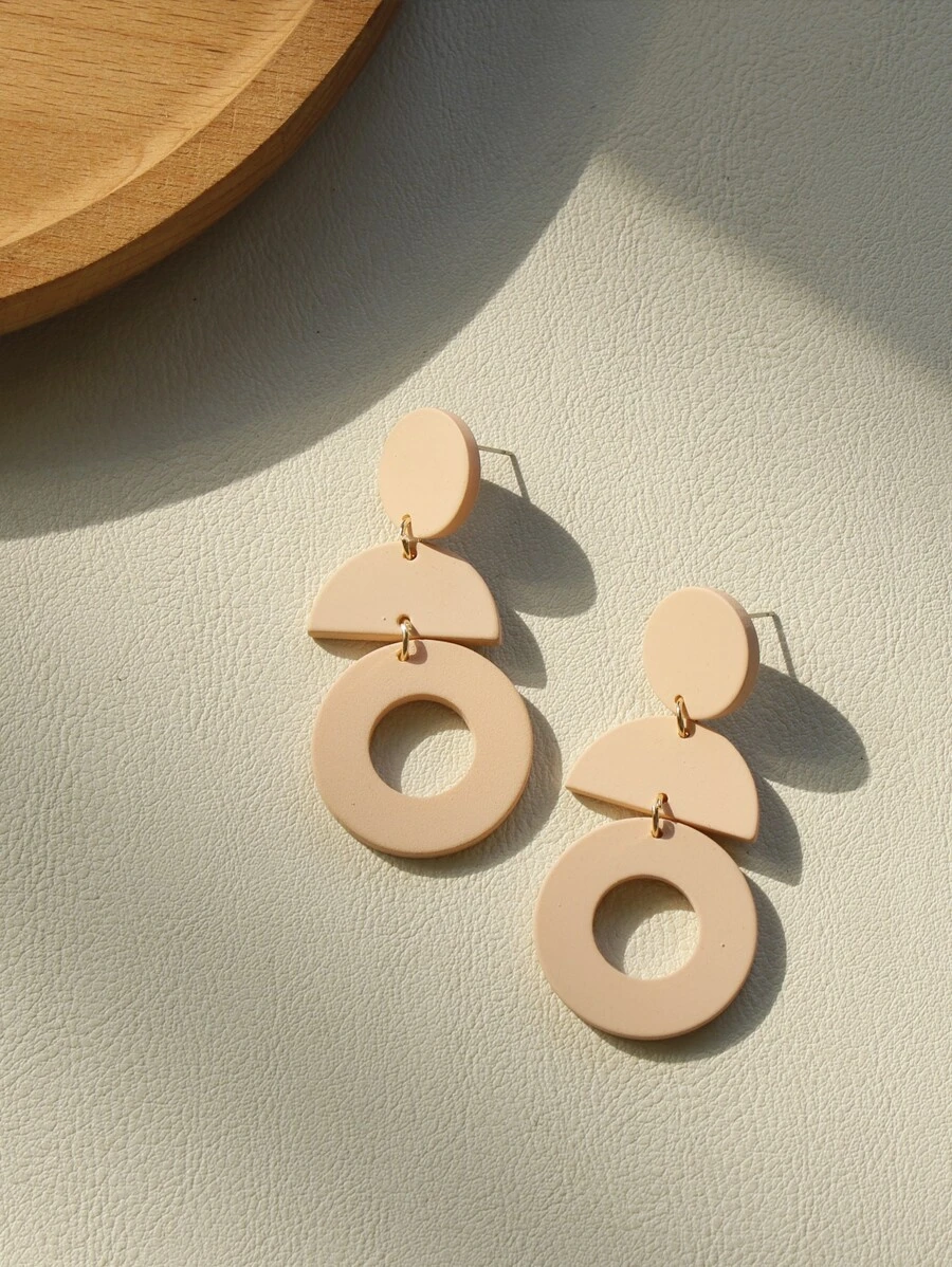 Round Drop Earrings - Dusty Pink - View 1