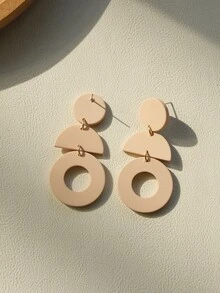 Round Drop Earrings - Dusty Pink - View 2