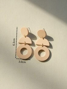 Round Drop Earrings - Dusty Pink - View 3