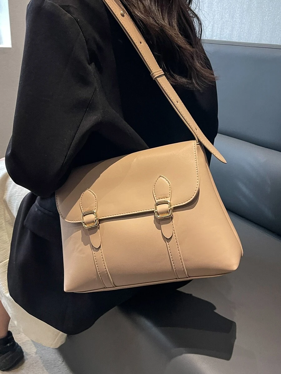 Túi vai Khóa màu trơn Có thể điều chỉnh được Sẵn sàng không giớ tính - Màu Khaki - Xem 1