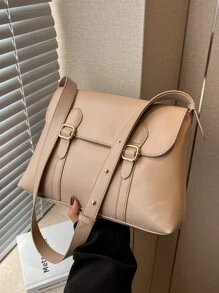 Túi vai Khóa màu trơn Có thể điều chỉnh được Sẵn sàng không giớ tính - Màu Khaki - Xem 3