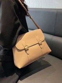 Túi vai Khóa màu trơn Có thể điều chỉnh được Sẵn sàng không giớ tính - Màu Khaki - Xem 5