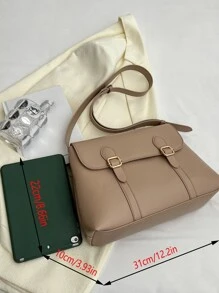 Túi vai Khóa màu trơn Có thể điều chỉnh được Sẵn sàng không giớ tính - Màu Khaki - Xem 7