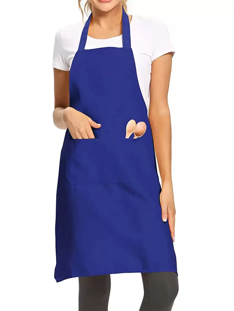 1入組藍色圍裙家用極簡滌綸廚師圍裙 - 藍色 - 查看 1