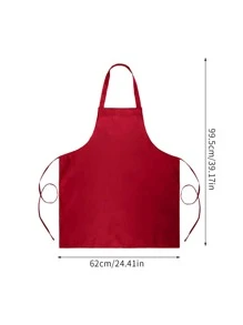 1pc Red Apron, Minimalist Polyester Chef Apron For Household - Burgundy - View 2