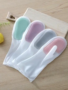 1 đôi Găng tay gia dụng màu ngẫu nhiên không thấm nước - Nhiều màu - Xem 1
