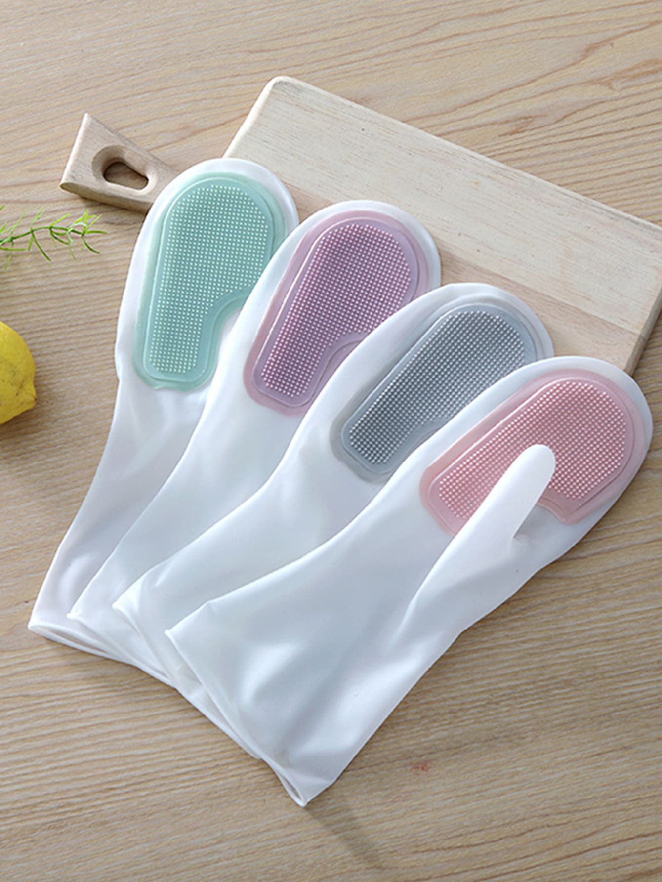 1 đôi Găng tay gia dụng màu ngẫu nhiên không thấm nước - Nhiều màu - Xem 1