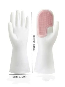 1 đôi Găng tay gia dụng màu ngẫu nhiên không thấm nước - Nhiều màu - Xem 3