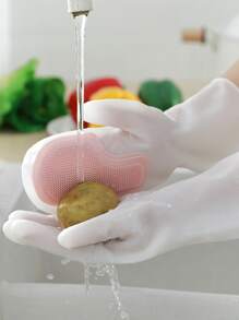 1 đôi Găng tay gia dụng màu ngẫu nhiên không thấm nước - Nhiều màu - Xem 4